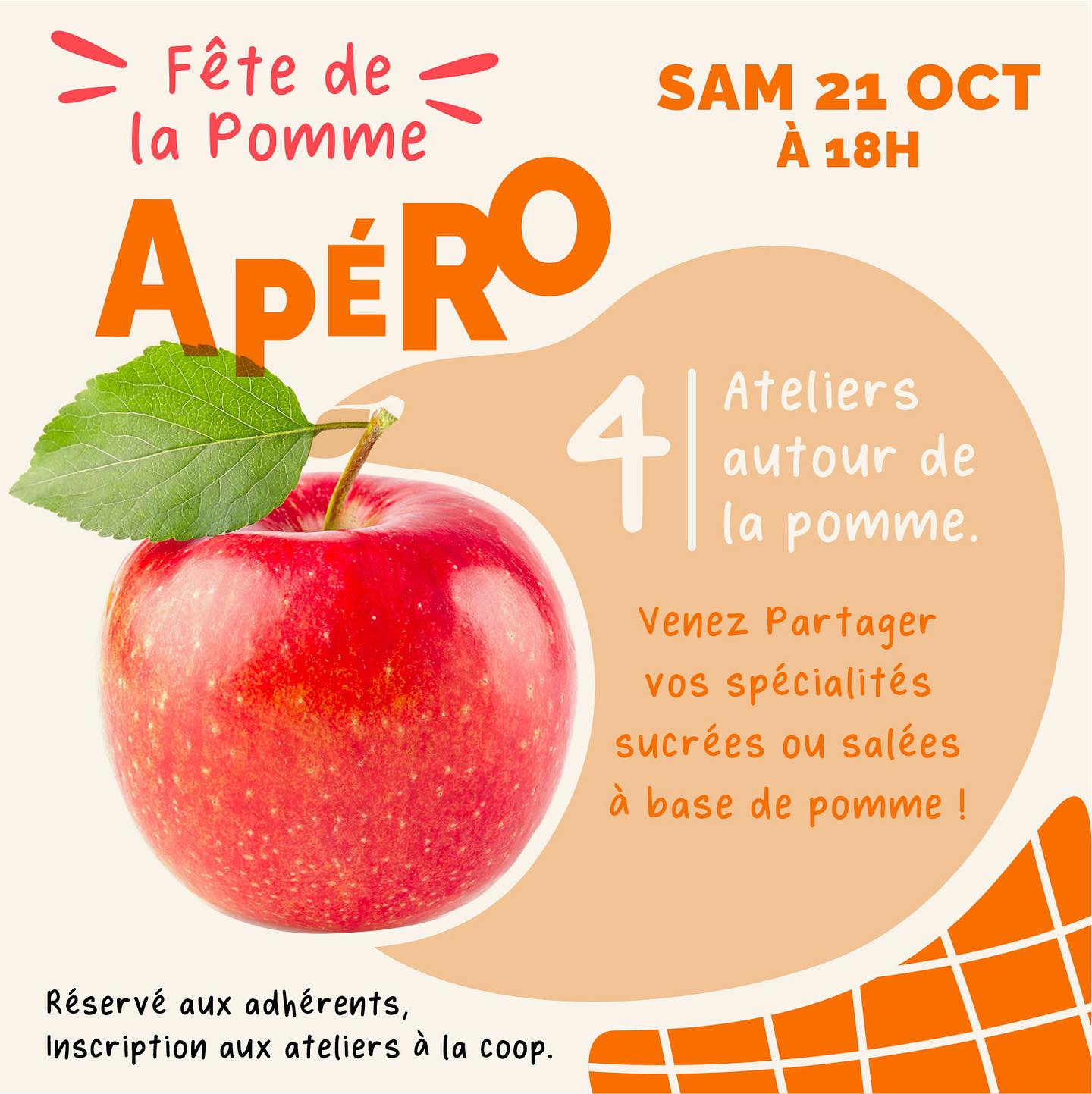 Ateliers cuisine et apéro le 21 octobre pour la fête de la pomme